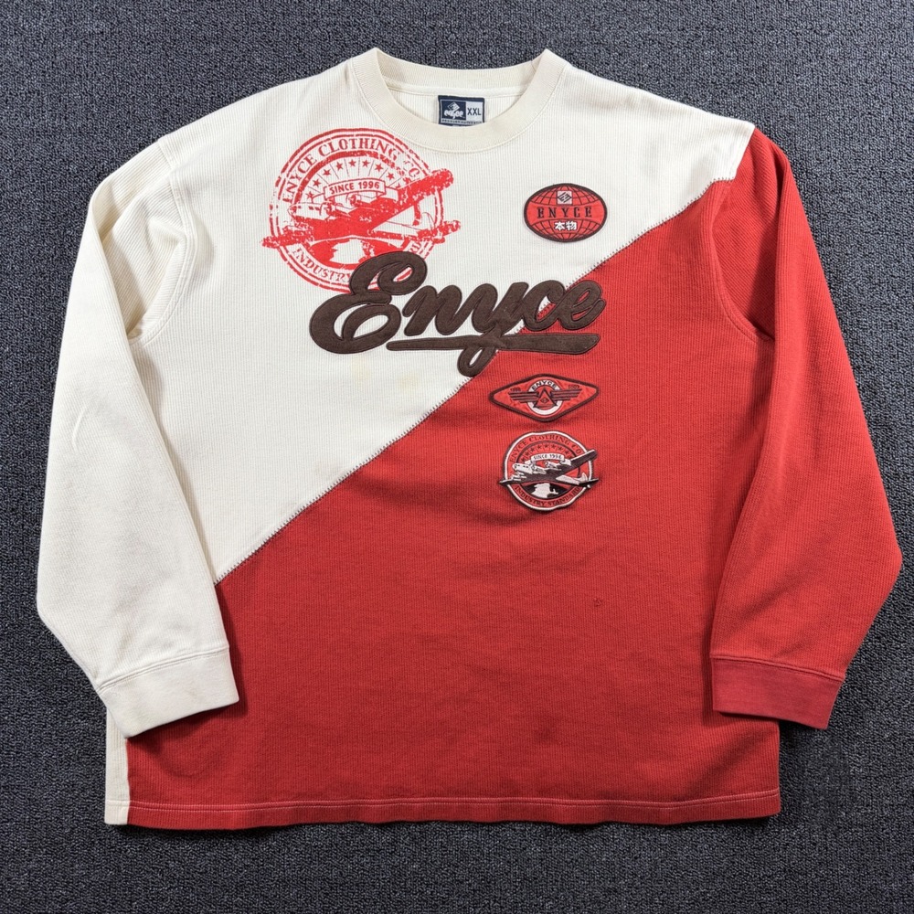 Vintage Enyce Men's XXL‎ Long Sleeve Baggy Thermal Colorblock Embroidered Y2K